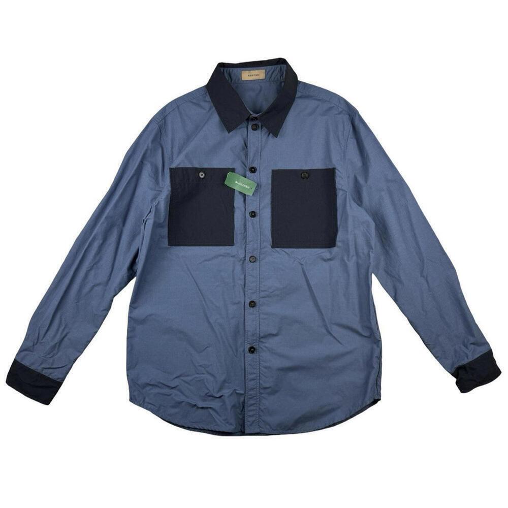 Rue De Tokyo Santino Block Style Overshirt Marine Blue Size M